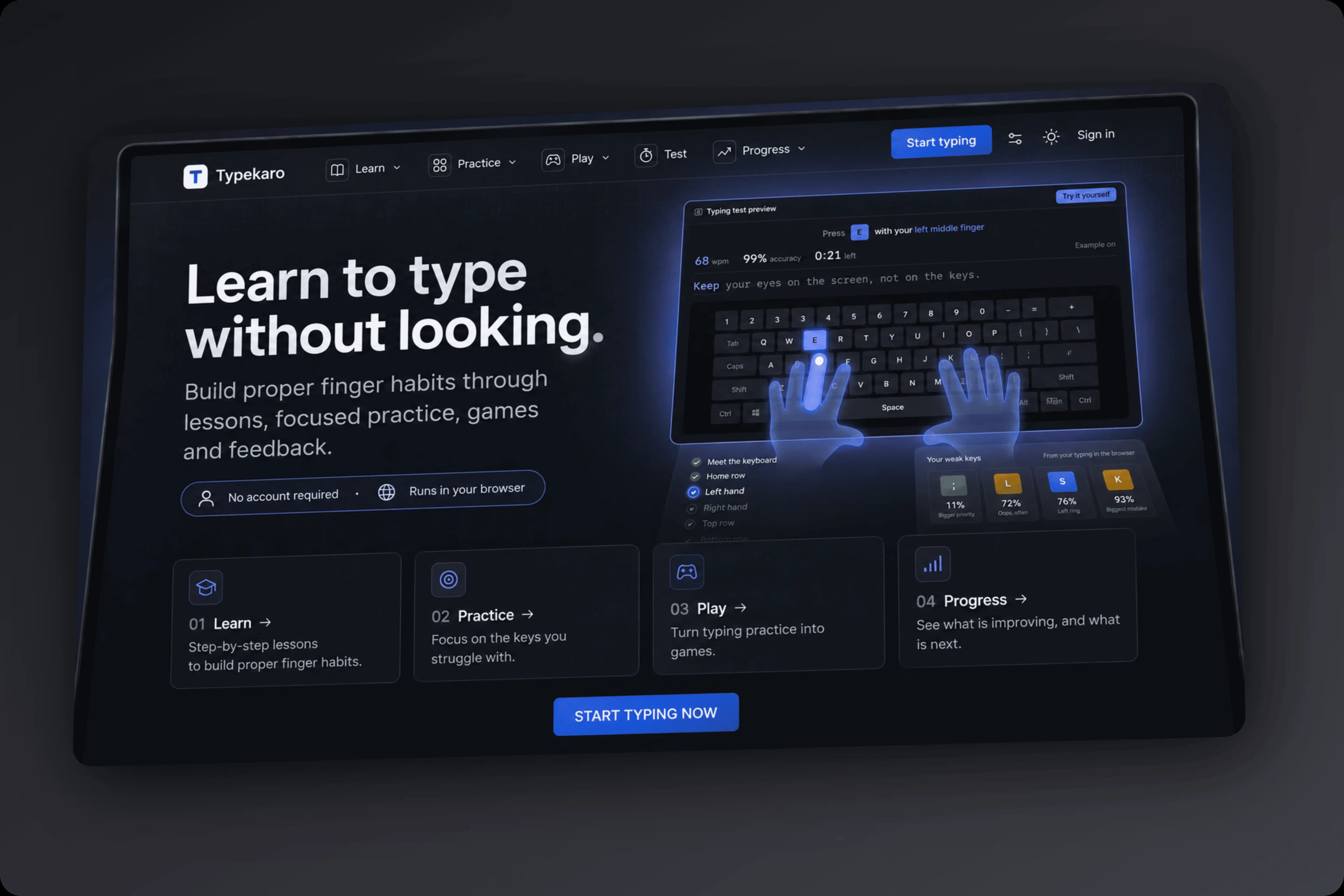 Typekaro - Learn to Type Without Looking screenshot