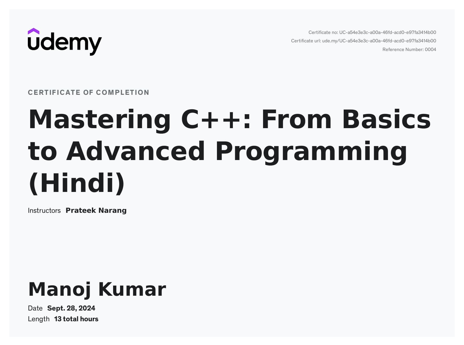 Mastering C++: From Basics to Advanced Programming (Hindi)